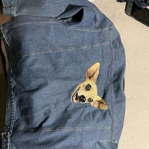Denim Jacket with Dog Embroidery